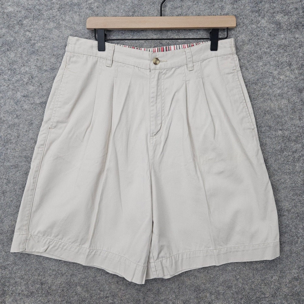 Mountain Lake Pleated Shorts Women's 12 Beige Cotton Twill High Rise Casual 90s
